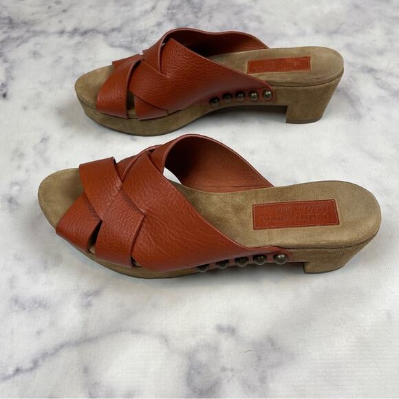 Pedro García Nena Chutney Crisscross Leather Peep Toe Slide Clog Sandals Sz 41 - Picture 5 of 11